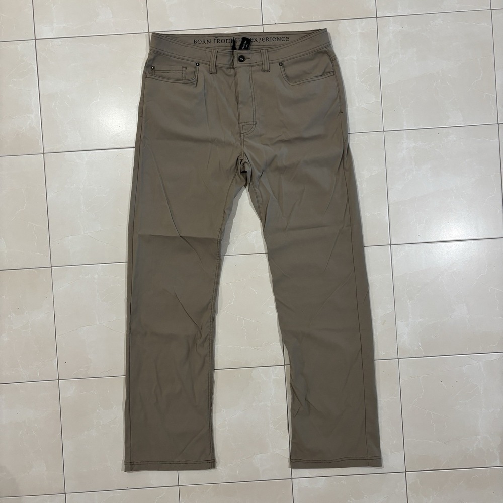 PrANa Brion Pants Men's 36x34 Brown Stretch 5 Pocket Chino Outdoors Hiking Fish